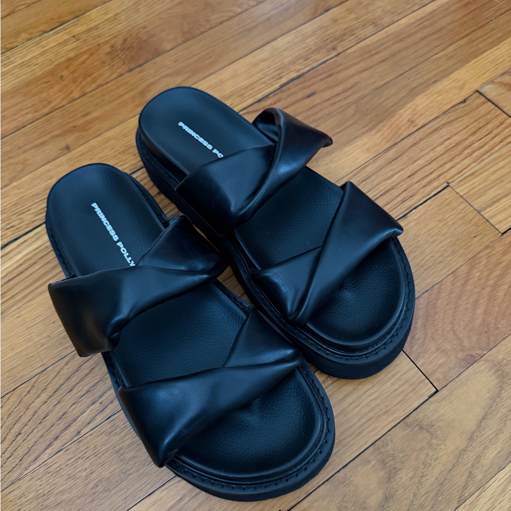 Princess Polly Black Le Sands Slide Sandal - Size 8 - Great Comfy